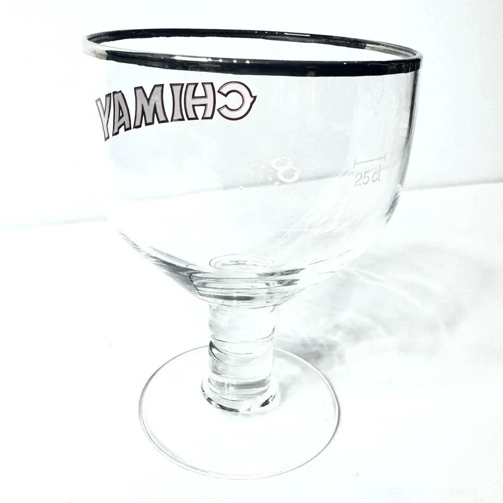 Chimay Belgian Trappist Beer Goblet 25cl Silver Rim Chalice Glass‎